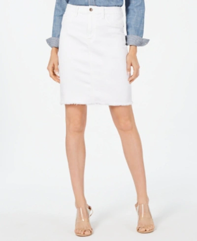 Shop 7 For All Mankind Jen7 By  Frayed-hem Denim Skirt In White