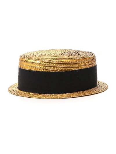 Shop Saint Laurent Boater Hat In Multi