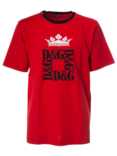 Shop Dolce & Gabbana Crown Logo Print T-shirt In Bordeaux