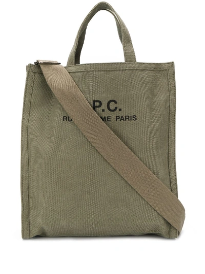 A.P.C. LOGO CANVAS TOTE BAG - 绿色