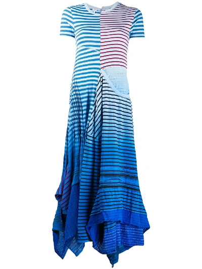 Shop Loewe Asymmetrical Stripe Dress - Blue