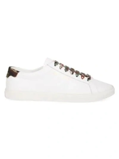 Shop Saint Laurent Andy Camo Leather Low-top Sneakers In White
