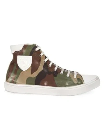 Shop Saint Laurent Bedford Camo Distressed Canvas Sneakers In Green
