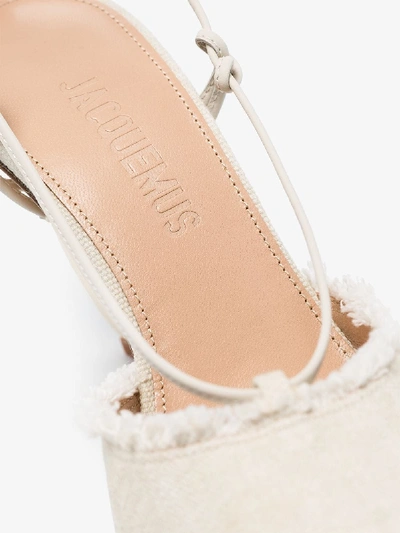 Shop Jacquemus White J Ring Heel 70 Canvas Pumps In Neutrals