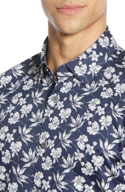 Shop Ted Baker Kolar Slim Fit Print Shirt In Navy