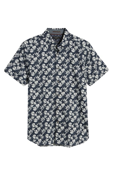 Shop Ted Baker Kolar Slim Fit Print Shirt In Navy