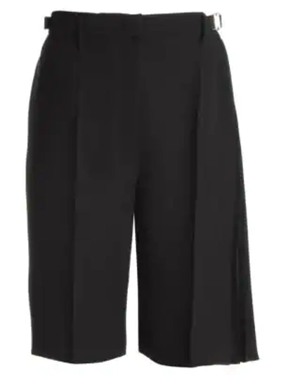 Shop Prada Belted Draped Technical Dress Shorts In Black