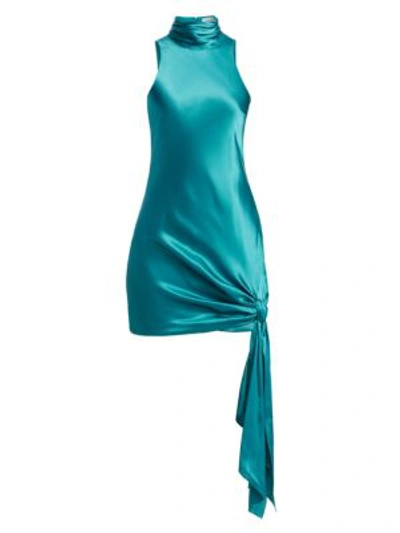 Shop Cinq À Sept Women's Denise Silk Mockneck Dress In Pacific Blue