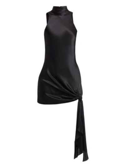 Shop Cinq À Sept Women's Denise Silk Mockneck Dress In Black