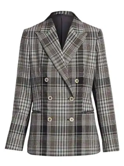 Shop Brunello Cucinelli Plaid Double-breasted Jacket In Contemporary Check