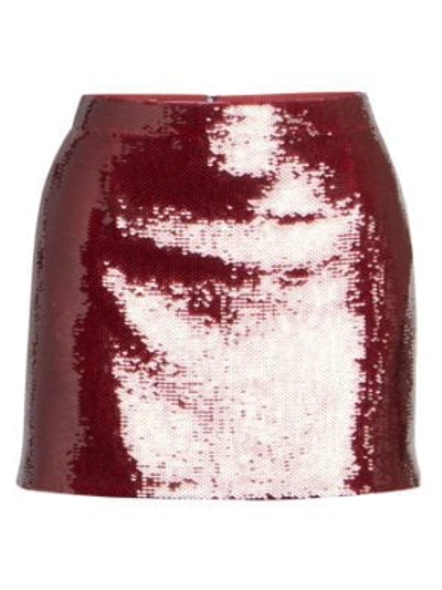 Shop Saint Laurent Sequined Mini Skirt In Rouge