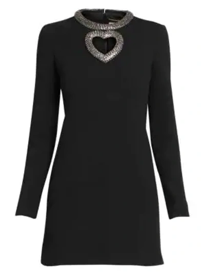 Shop Saint Laurent Heart Cutout Mini Dress In Black