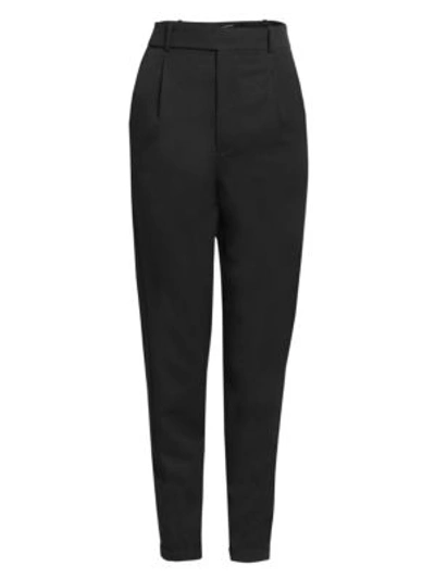 Shop Saint Laurent Women's Tapered Virgin Wool Trousers In Black