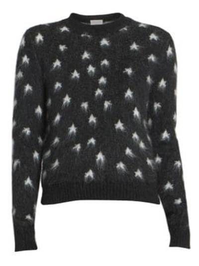 Shop Saint Laurent Star-print Mohair-blend Sweater In Black Multi