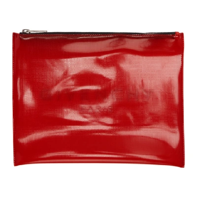 Shop Givenchy Red Translucent Large Logo Pouch In 600 Red