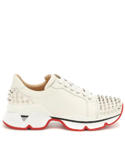 Shop Christian Louboutin Vrs 2018 Studded Leather Sneakers In White