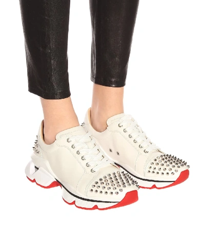 Shop Christian Louboutin Vrs 2018 Studded Leather Sneakers In White