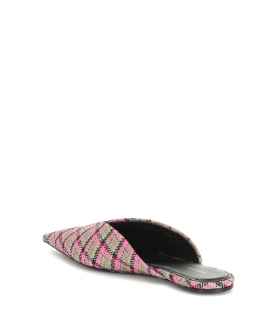 Shop Balenciaga Knife Checked Wool Slippers In Pink