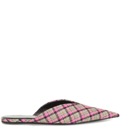 Shop Balenciaga Knife Checked Wool Slippers In Pink