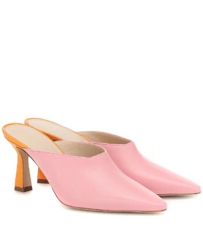 Shop Wandler Lotte Leather Mules In Pink