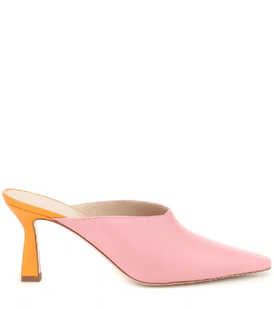 Shop Wandler Lotte Leather Mules In Pink