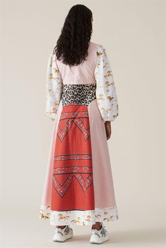 ganni mixed cotton poplin maxi dress