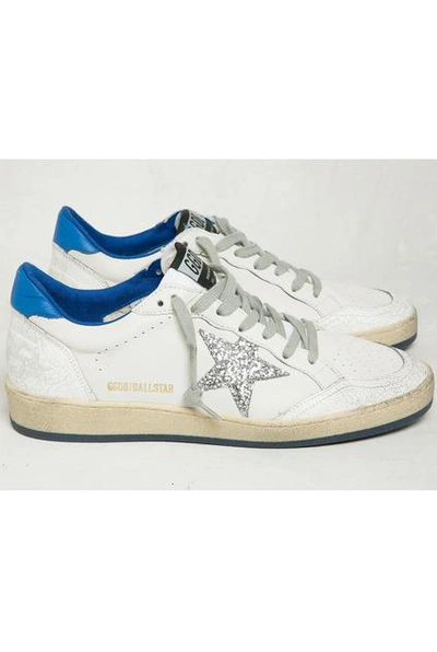 Shop Golden Goose Sneakers Ball Star White Blue-silver Glitter Star