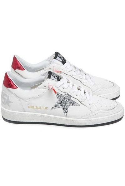 Shop Golden Goose Sneakers Ball Star White Red-silver Glitter Star