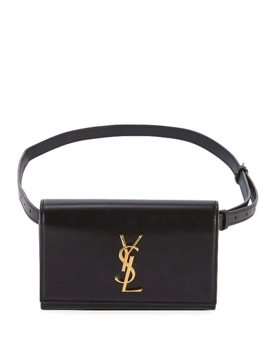 Shop Saint Laurent Kate Calfskin Belt Bag In Black