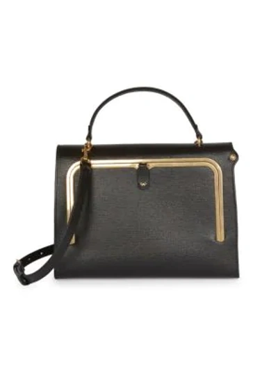 Shop Anya Hindmarch Postbox Leather Satchel In Black