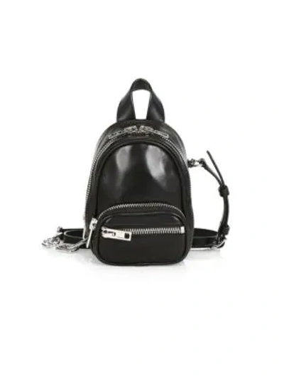 Shop Alexander Wang Mini Attica Leather Crossbody Backpack In Black