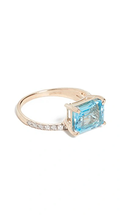 14k Blue Topaz Point of Focus Ring