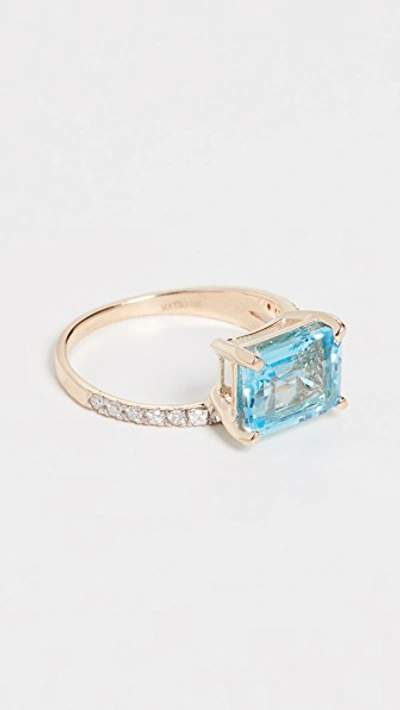 Shop Mateo 14k   Blue Topaz Point Of Focus Ring In Yellow Gold