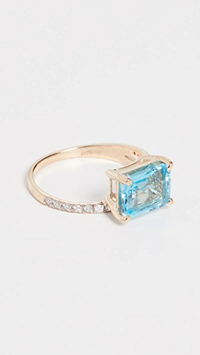 14k Blue Topaz Point of Focus Ring