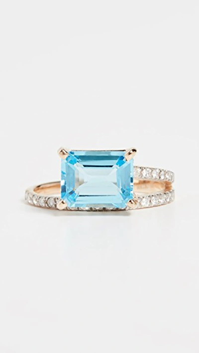 14k Blue Topaz Point of Focus Ring