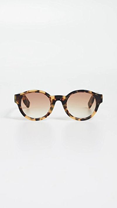 Shop Kenzo Classic Round Sunglasses In Blonde Havana/brown