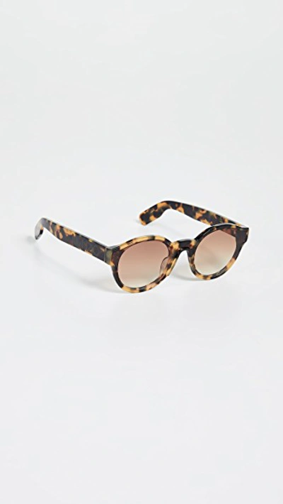 Shop Kenzo Classic Round Sunglasses In Blonde Havana/brown