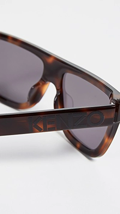 Shop Kenzo Classic Flat Top Sunglasses In Dark Havana/smoke