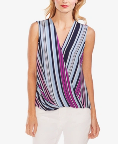 Shop Vince Camuto Surplice-neck Striped Top In Classic Navy