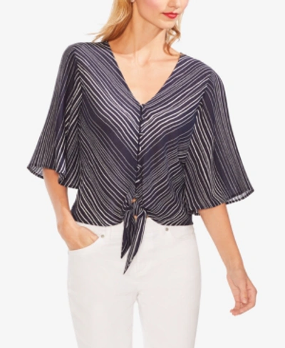 Shop Vince Camuto Striped Tie-front Top In Classic Navy