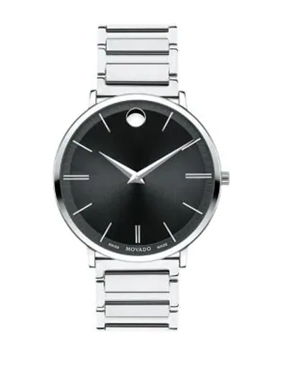 Shop Movado Ultra Slim Stainless Steel Bracelet Watch In Silver