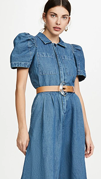 Shop Sea Piper Denim Short Sleeve Jumpsuit In Blue