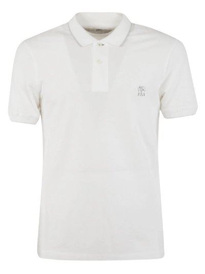 Shop Brunello Cucinelli Logo Embroidered Polo Shirt In Optic White