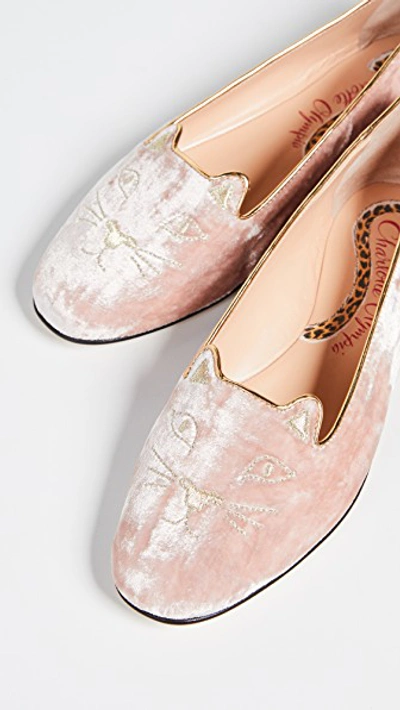 Shop Charlotte Olympia Kitty Flats In Antique Rose