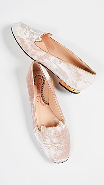 Shop Charlotte Olympia Kitty Flats In Antique Rose