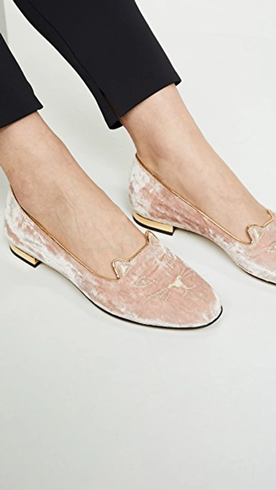 Shop Charlotte Olympia Kitty Flats In Antique Rose
