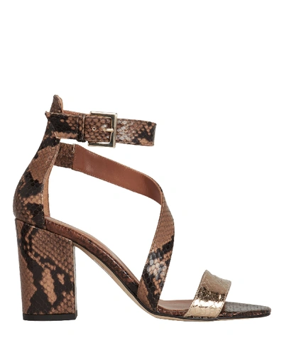 Shop Paris Texas Snakeskin Embossed Sandals In Brown