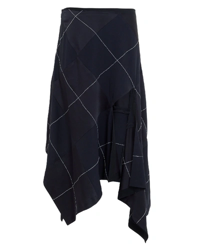 Shop Monse Argyle Asymmetrical Skirt In Navy