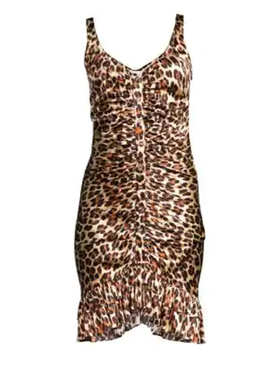 Shop Caroline Constas Poppy Leopard Satin Dress