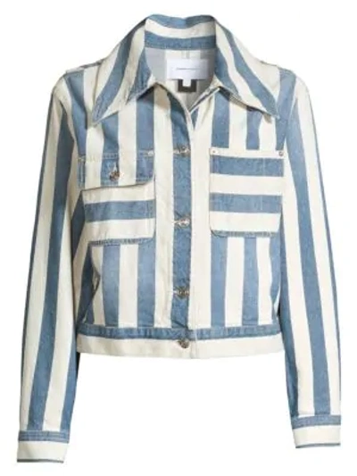 Shop Current Elliott The Sammy Striped Denim Jacket In The Bay St